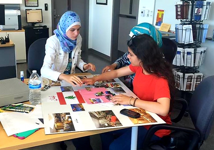 student preparing a presentation