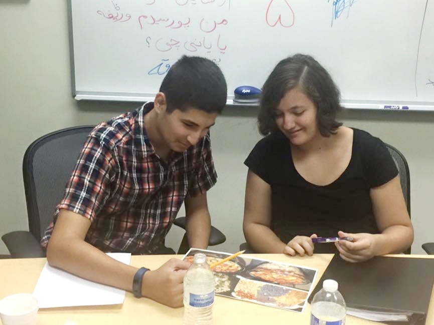 student preparing a presentation